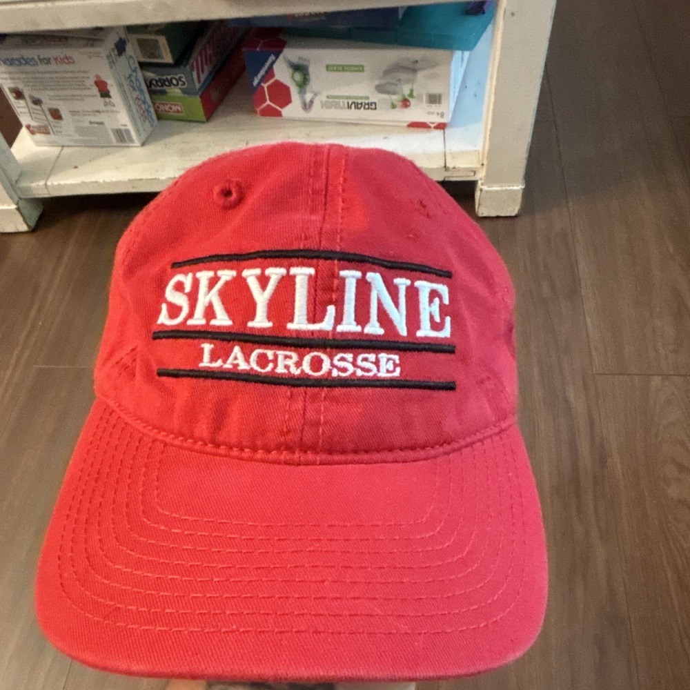 The Game Skyline Lacrosse Red Solid Adjustable Strapback Baseball Cap Men